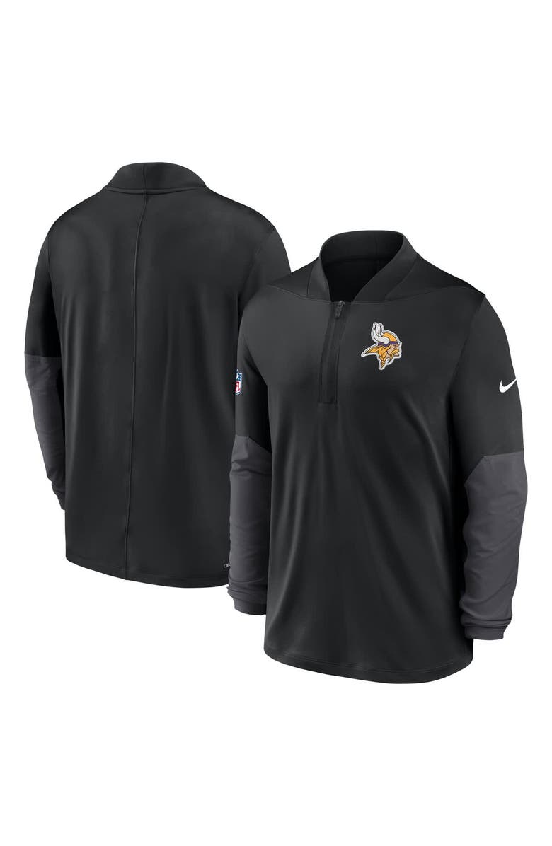 Nike Men's Nike Black Minnesota Vikings Sideline Dri-FIT Half-Zip Pullover, Alternate, color, Black