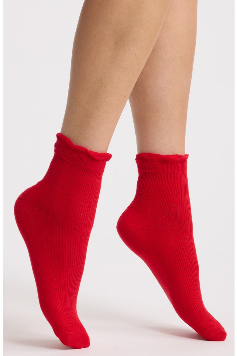 Petal Crew Socks, Main, color, RED