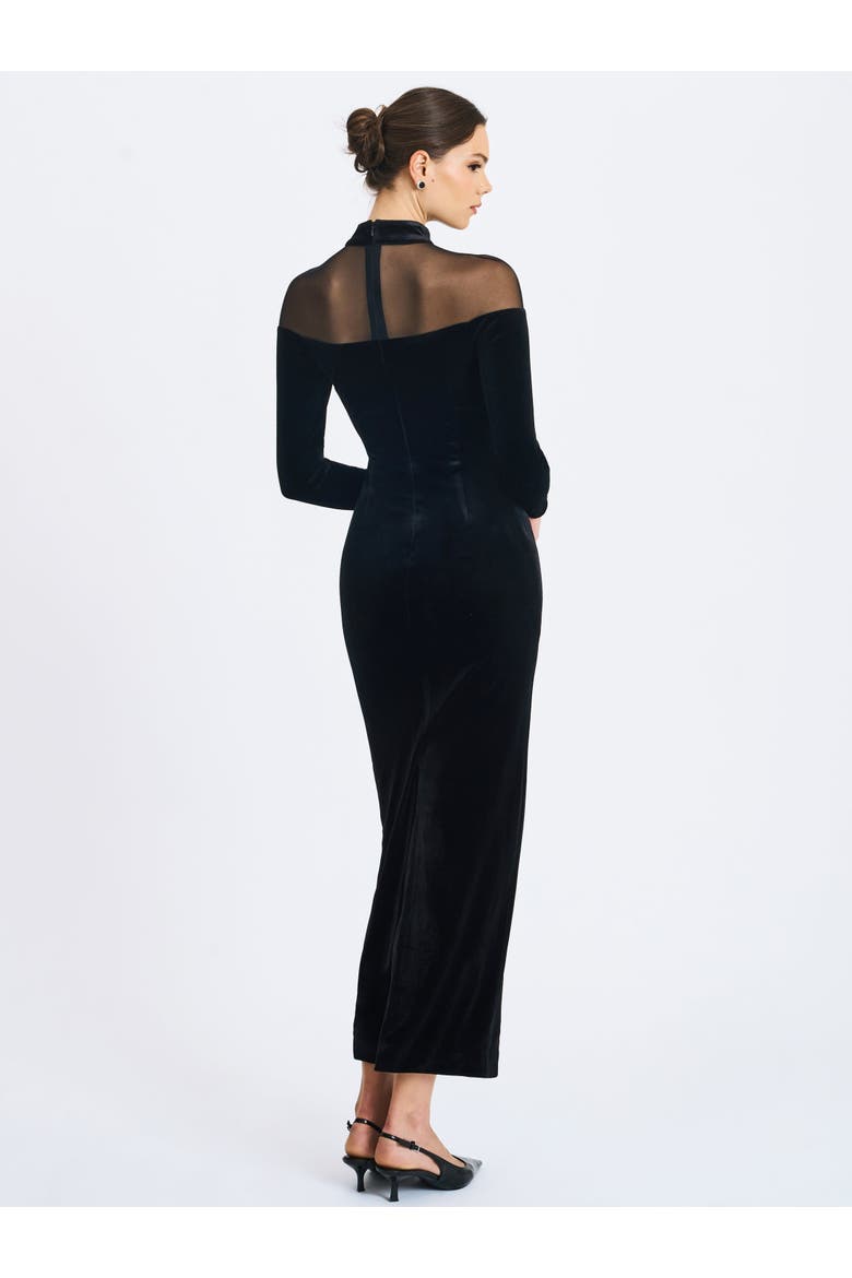 Blair Sheer Mock Neck Maxi Dress, Alternate, color, Black