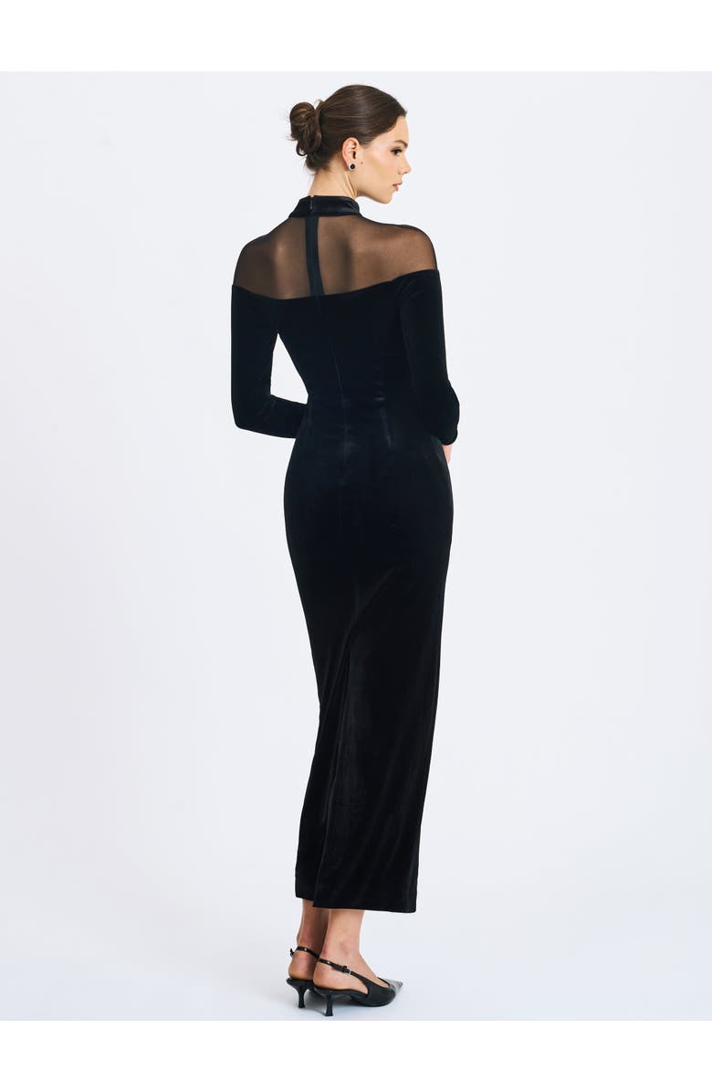 Miss Circle Blair Sheer Mock Neck Maxi Dress, Alternate, color, Black