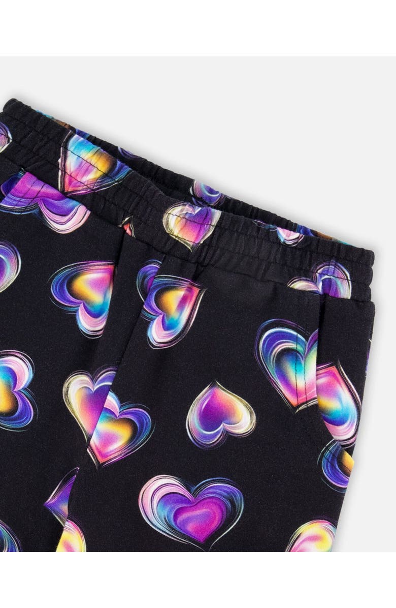 Deux par Deux Wide Leg Fleece Pants, Alternate, color, Black And Multicolor