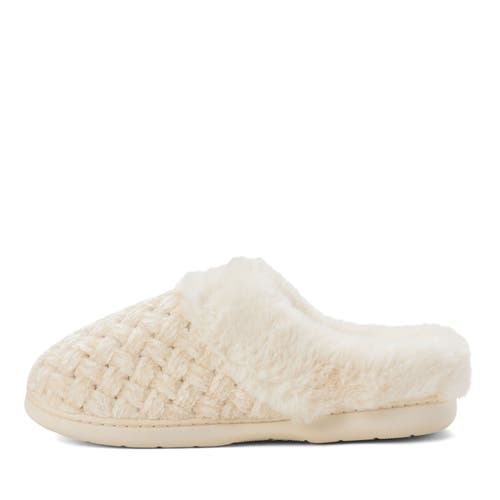 Dearfoams Womens Claire Cable Knit Chenille Clog House Slipper In White