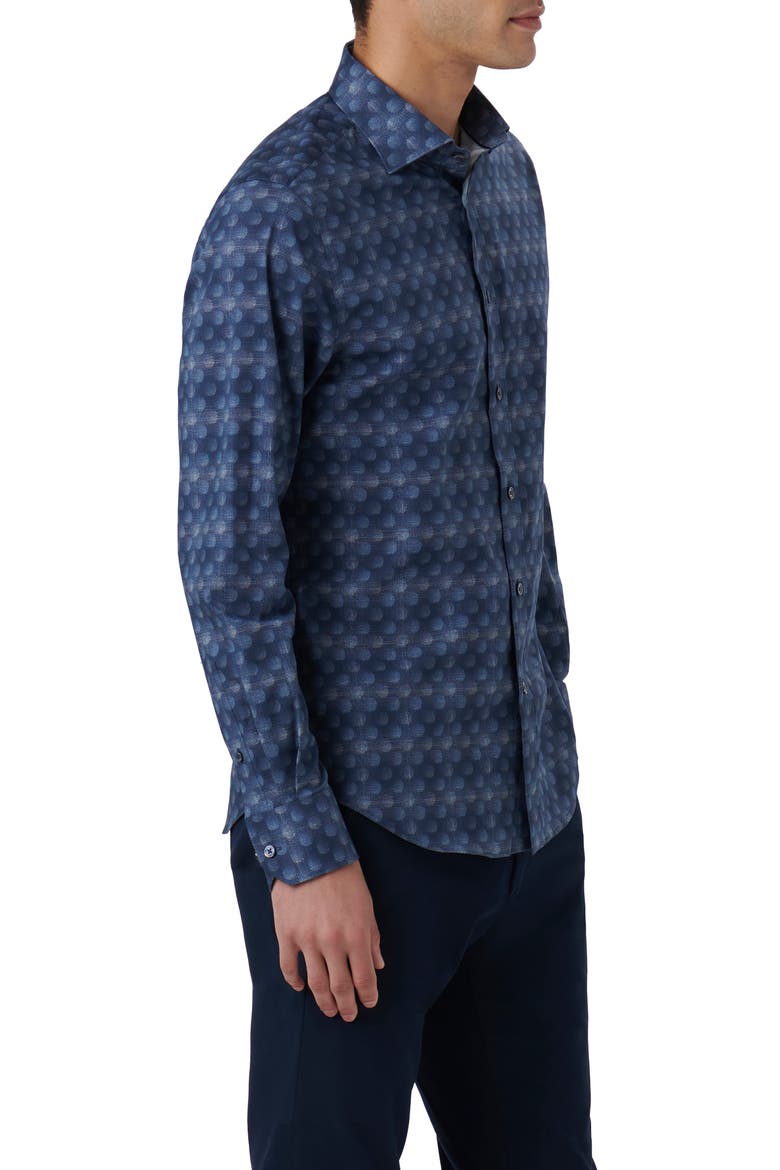 Axel Paisley Print Stretch Cotton Button-Up Shirt, Alternate, color, NAVY