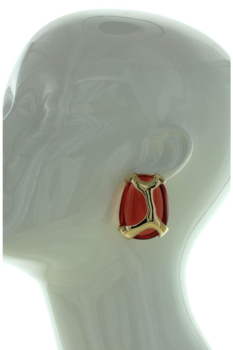 Geometric Jewel Earrings, Alternate, color, GOLD / RED