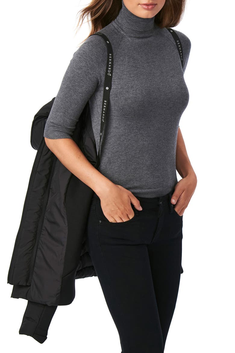 Hooded Quilted Water Repellent Jacket, Alternate, color, BLACK