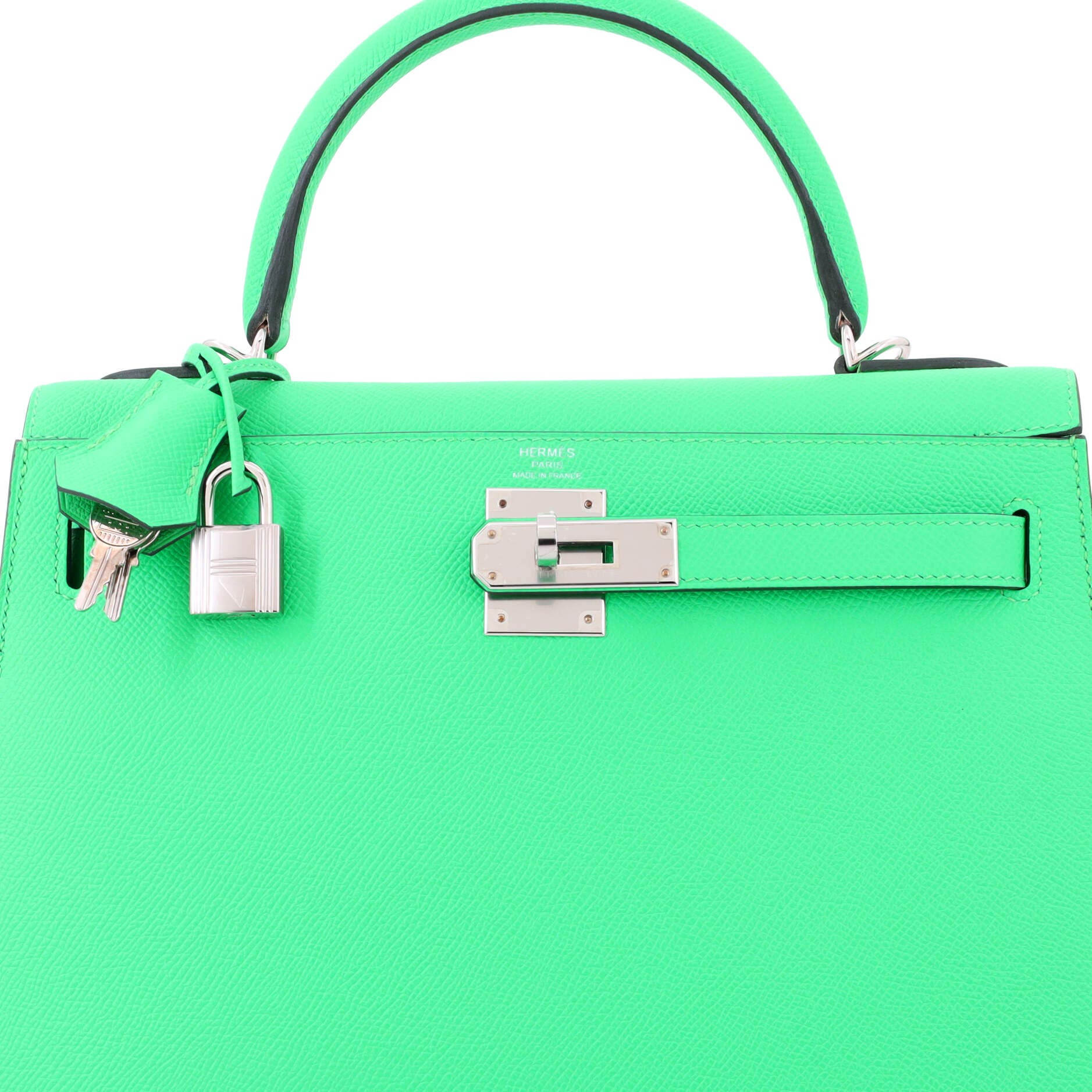 Pre-Owned Hermes Kelly Handbag Green Epsom with Palladium Hardware 28, Alternate, color, Vert Comics