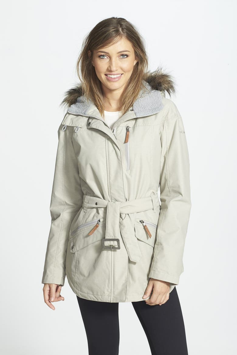 'Carson Pass II' Hooded Waterproof Jacket with Removable Faux Fur Trim, Main, color, FLINT GREY