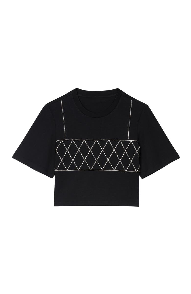 SANDRO Rhinestone cropped T-shirt, Alternate, color, 