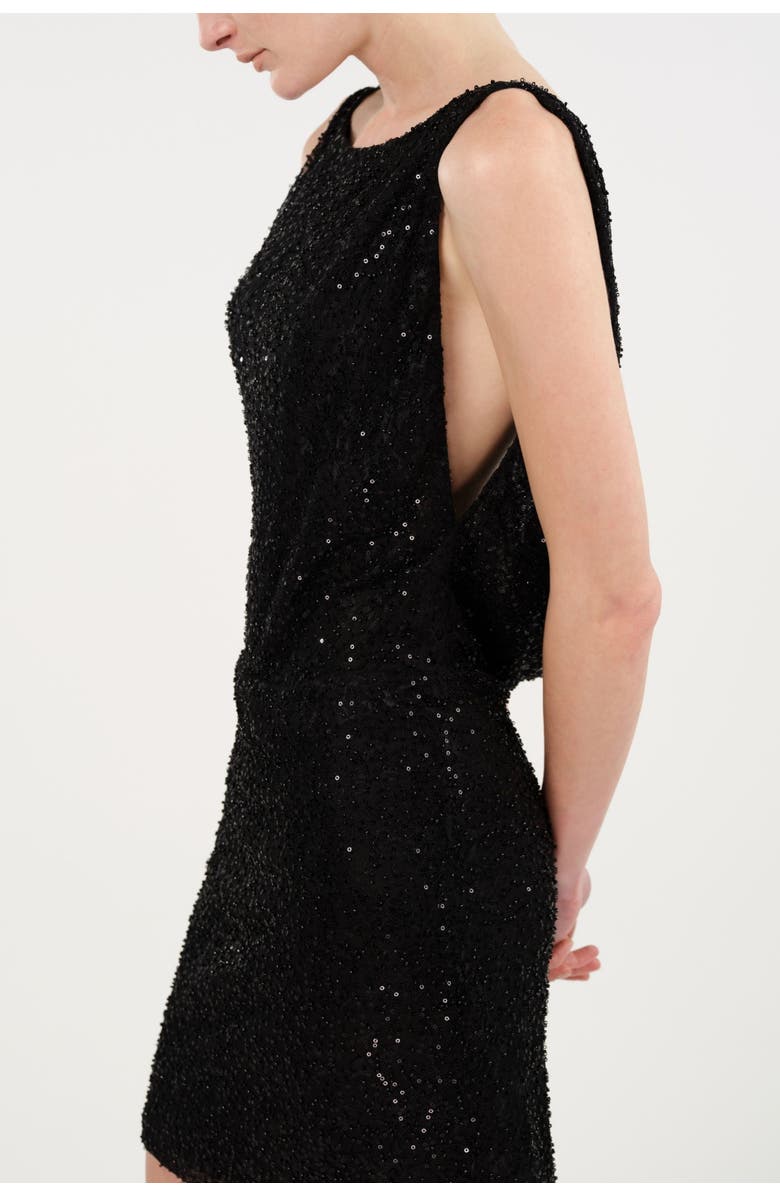 Nocturne Sequin Open Back Mini Dress, Alternate, color, Black