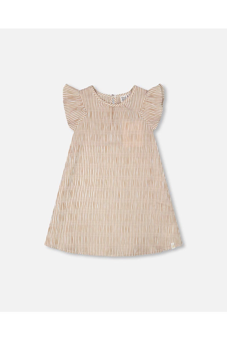 Short Sleeve Striped Flared Dress, Main, color, Off White and Sand Stripes