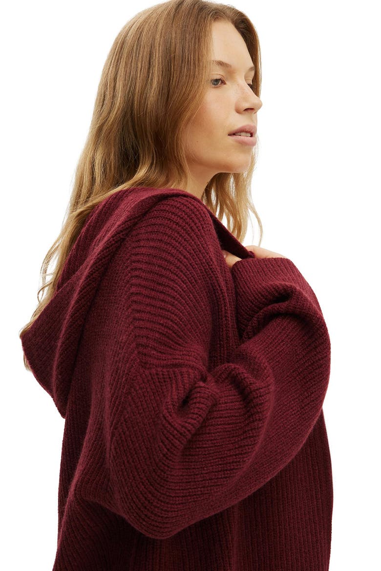 Women's Zip Through Oversized Knit Hoodie, Alternate, color, Gingerberry
