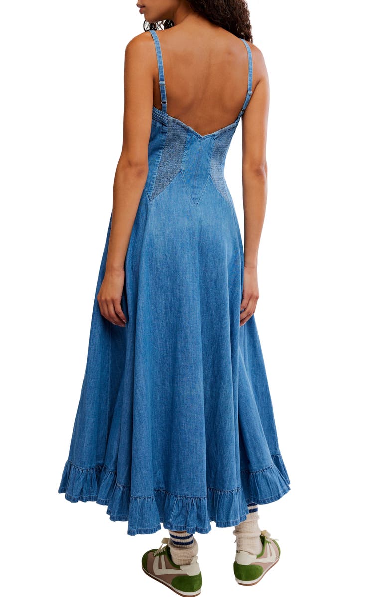 Free People Another Season Denim Midi Dress, Alternate, color, Boardwalk Blue