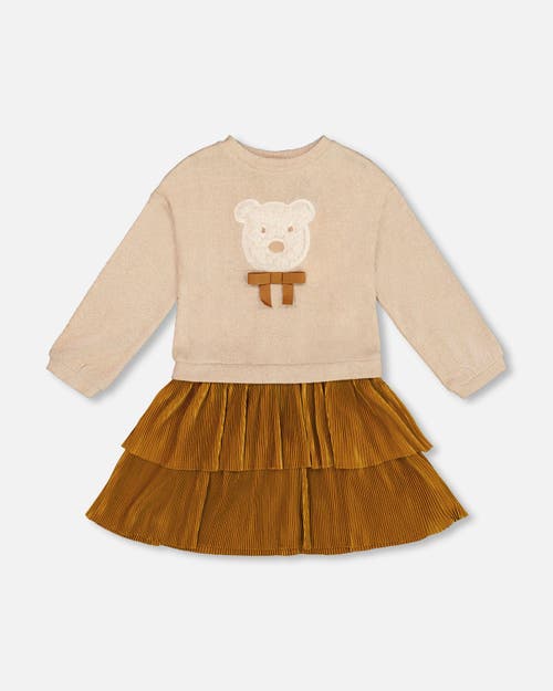 Deux Par Deux Bi-material Dress With Layered Skirt In Multi