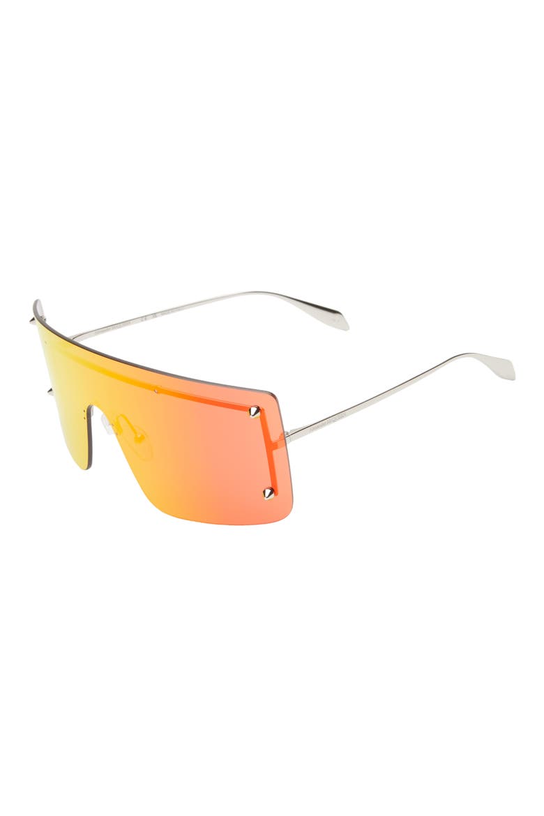 99mm Rimless Aviator Sunglasses, Alternate, color, SILVER SILVER RED