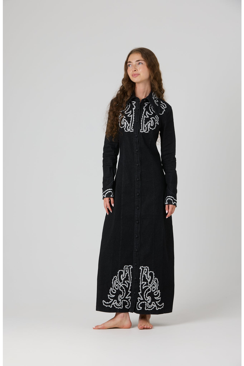 Wren Dress, Alternate, color, Black Denim