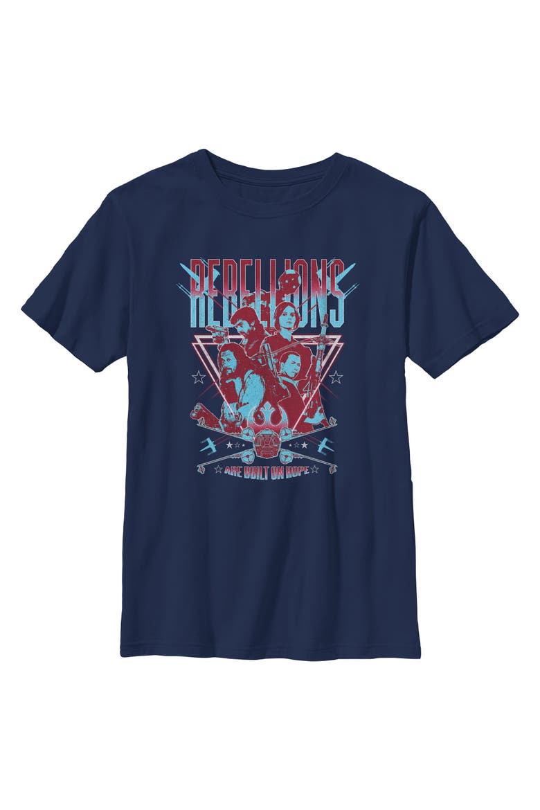 Boy's Star Wars Rogue One Rebellions Are Built On Hope  Graphic T-Shirt, Main, color, Navy Blue