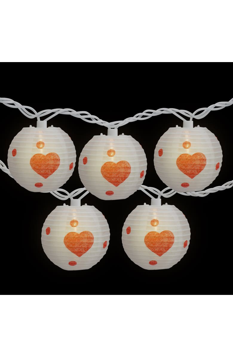 Northlight Hearts Paper Lantern Indoor Outdoor Patio Light Set -  8.5' White Wire - 10ct, Alternate, color, White