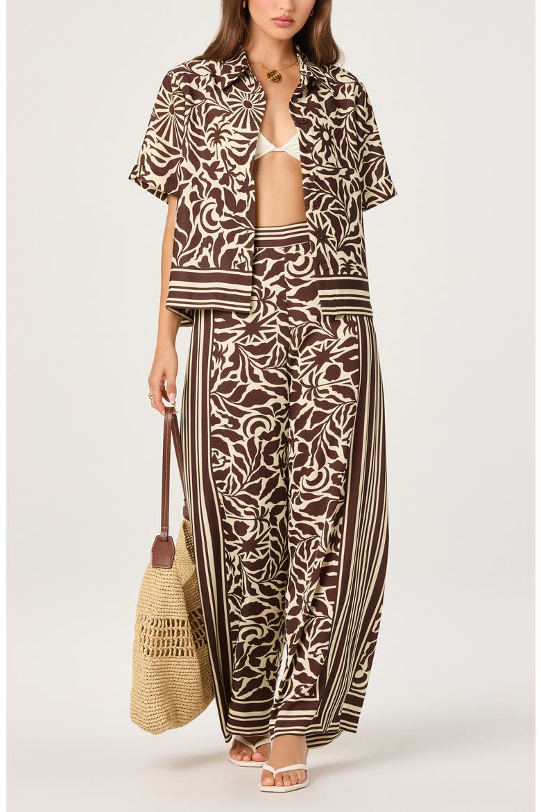 Eva Print Wide Leg Pants, Alternate, color, BROWN TROPICAL