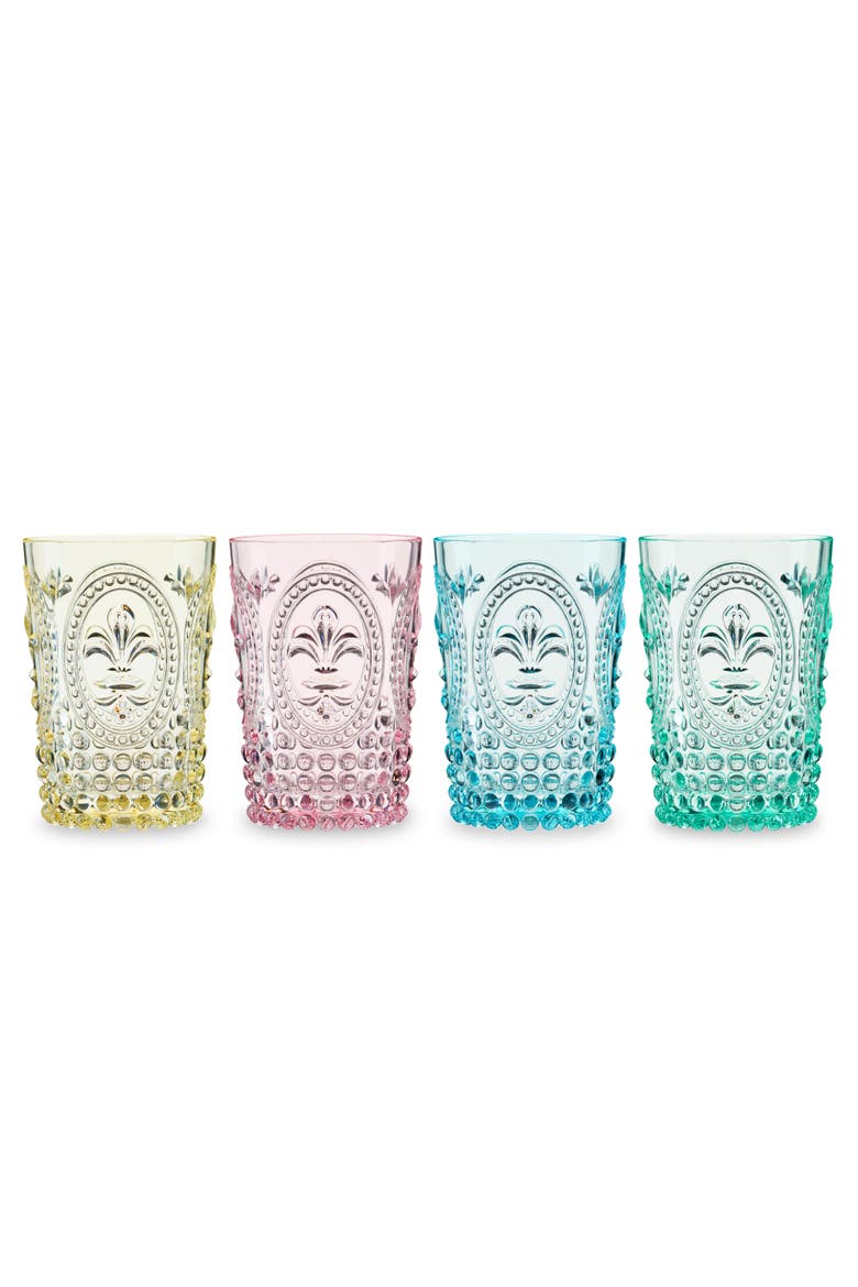 Shatterproof Acrylic Embossed Tumblers in Assorted Colors Set of 4, Alternate, color, Assorted