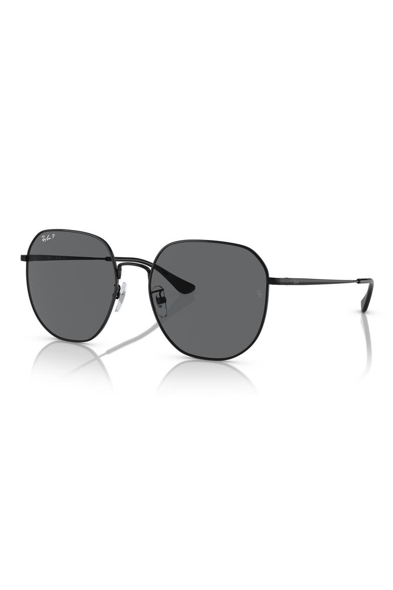 60mm Polarized Round Sunglasses, Alternate, color, BLACK / DARK GREY POLAR