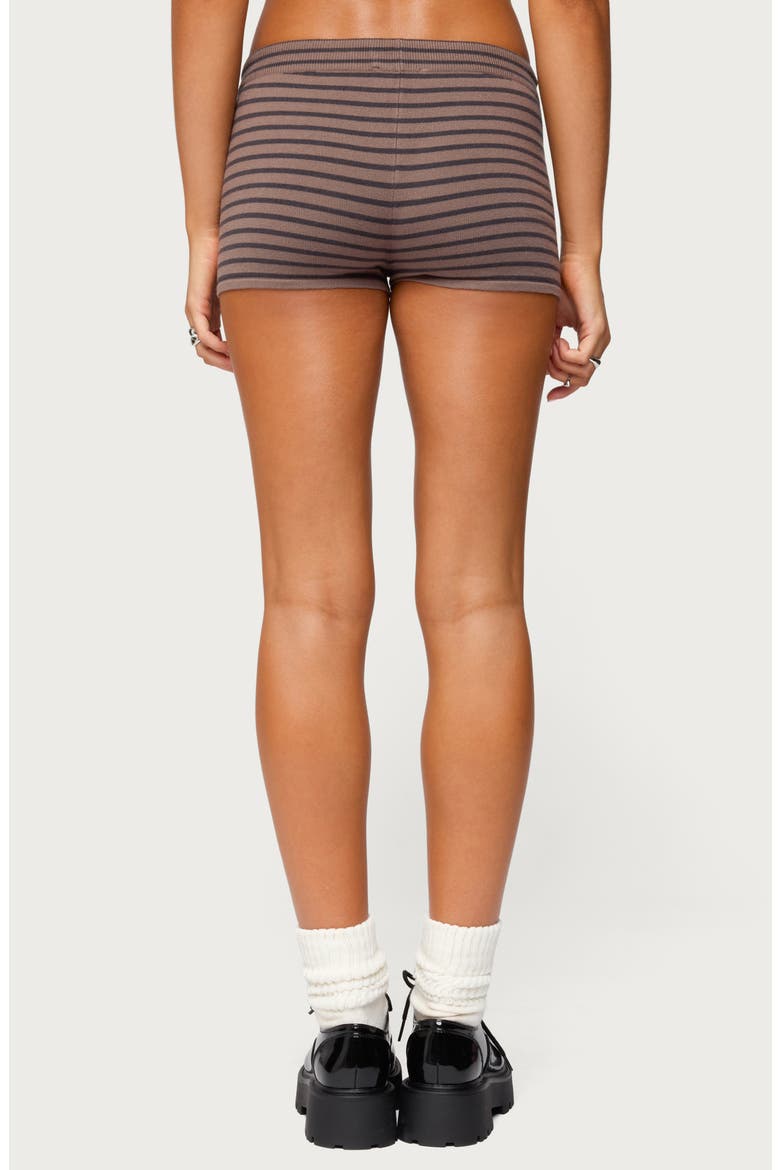 Lillian Stripe Knit Shorts, Alternate, color, BROWN