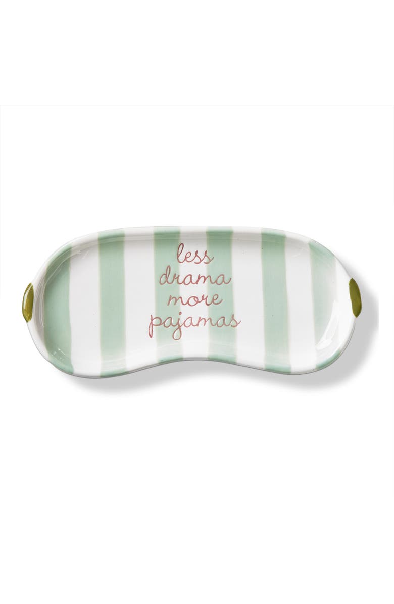 tag Less Drama More Pajamas Earthenware Glasses Tray Multi 7.3 x 3.2 x 0.6 in, Main, color, Multicolored
