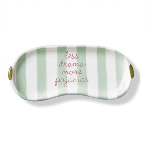 Less Drama More Pajamas Earthenware Glasses Tray Multi 7.3 x 3.2 x 0.6 in