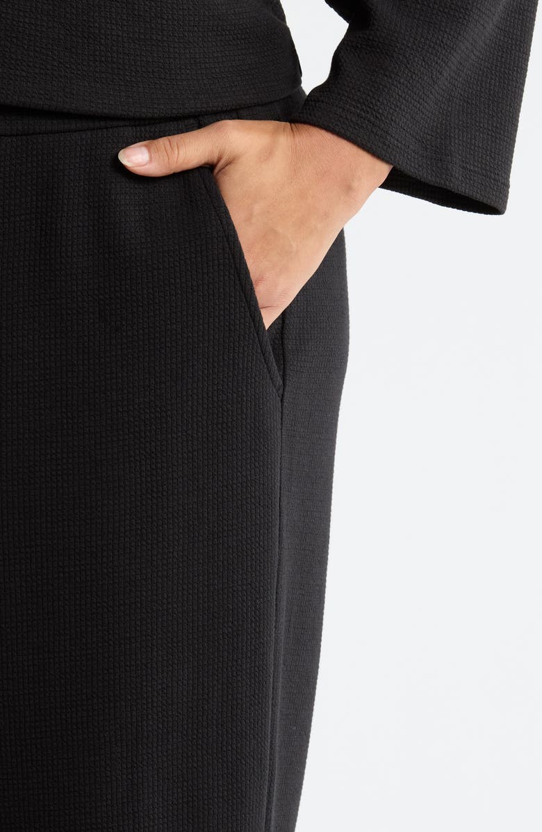 Eileen Fisher Organic Cotton Blend Ankle Wide Leg Drawstring Pants, Alternate, color, Black