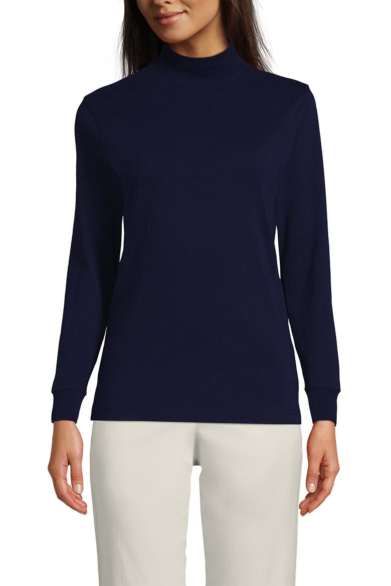 Relaxed Cotton Long Sleeve Mock Turtleneck, Main, color, Deep Sea Navy