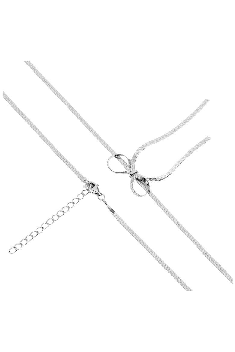 Herringbone Bow Choker Necklace, Alternate, color, White