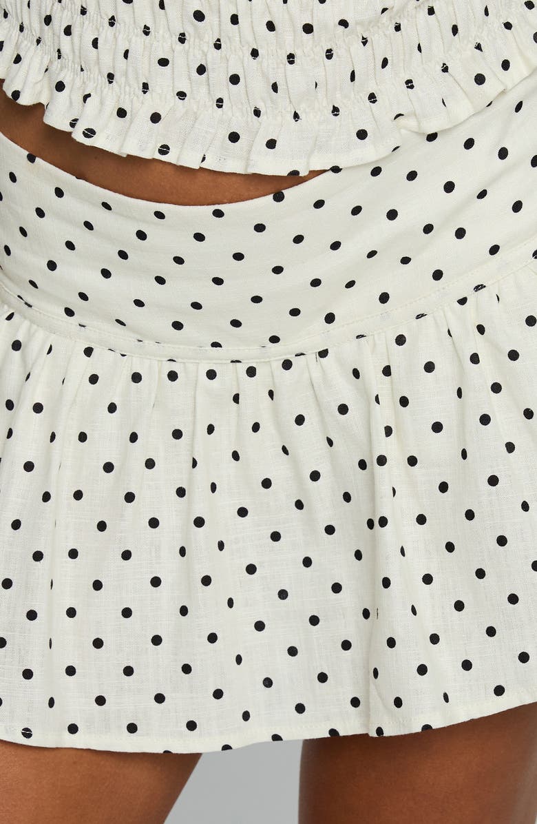 Princess Polly Tovie Linen Blend Skort, Alternate, color, Cream Polka