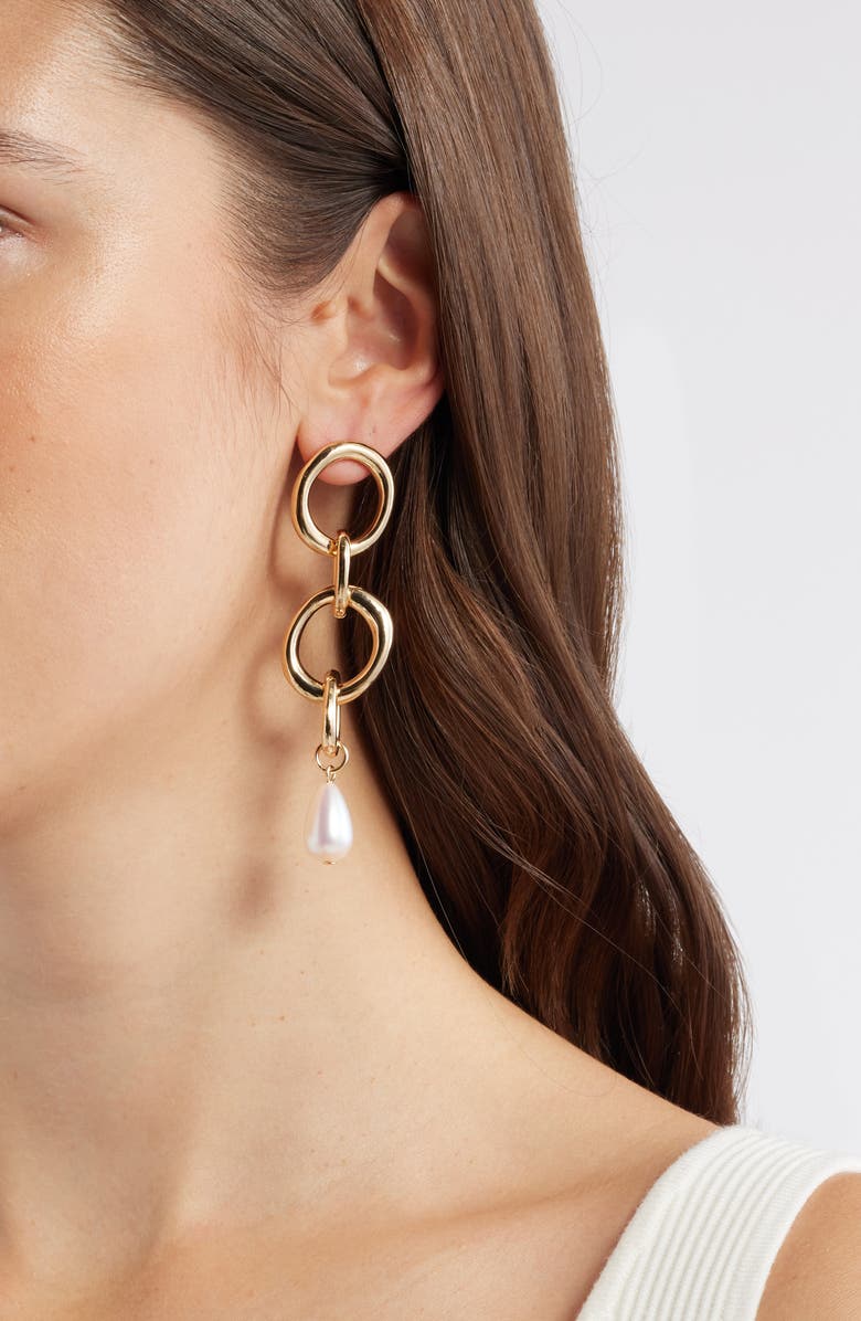 Open Edit Faux Pearl Drop Earrings, Alternate, color,