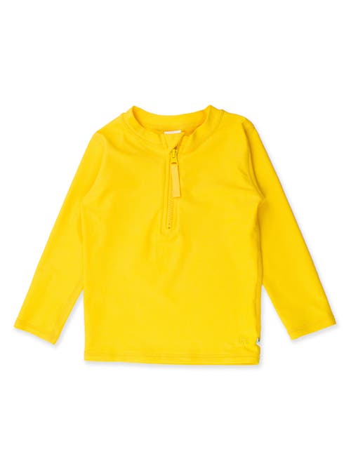 Ruggedbutts Boys Upf50+ Sun Protected Zipper Long Sleeve Rash Guard In Neon Yellow