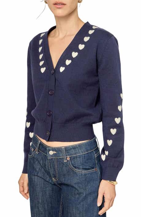 Heart V-Neck Crop Cardigan