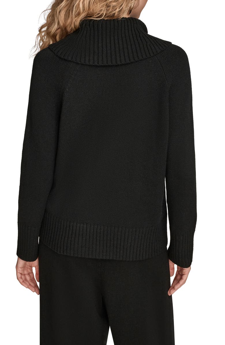 Donna Karan New York Asymmetric Zip Collar Sweater, Alternate, color, Black