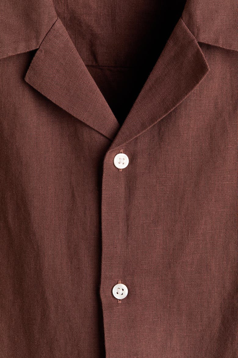 Relaxed Fit Linen-blend Resort Shirt, Alternate, color, Brown