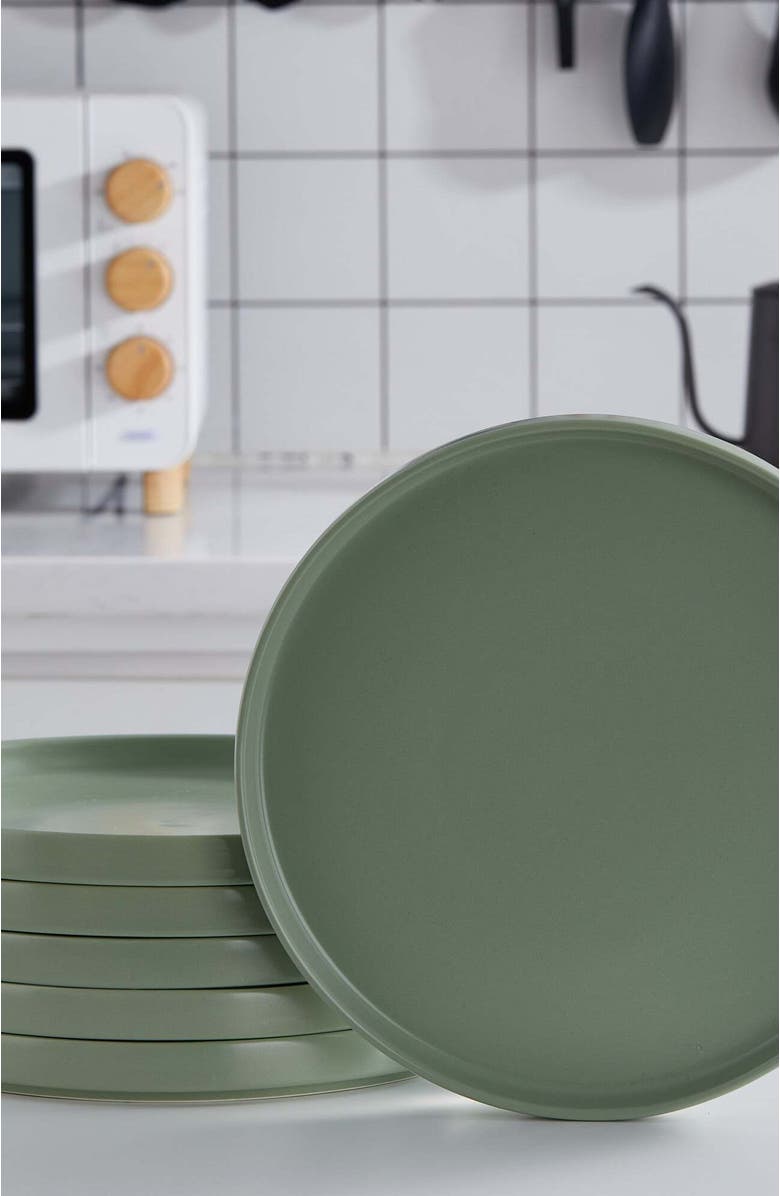 Stone Lain Stella Porcelain 6-Piece Dinner Plate Set, Alternate, color, Honeydew