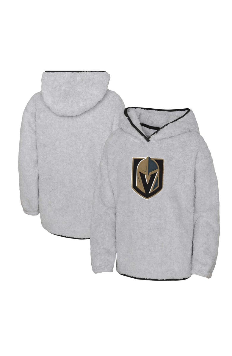 Outerstuff Girls Youth Heather Gray Vegas Golden Knights Ultimate Teddy Fleece Pullover Hoodie, Main, color, Heather Gray