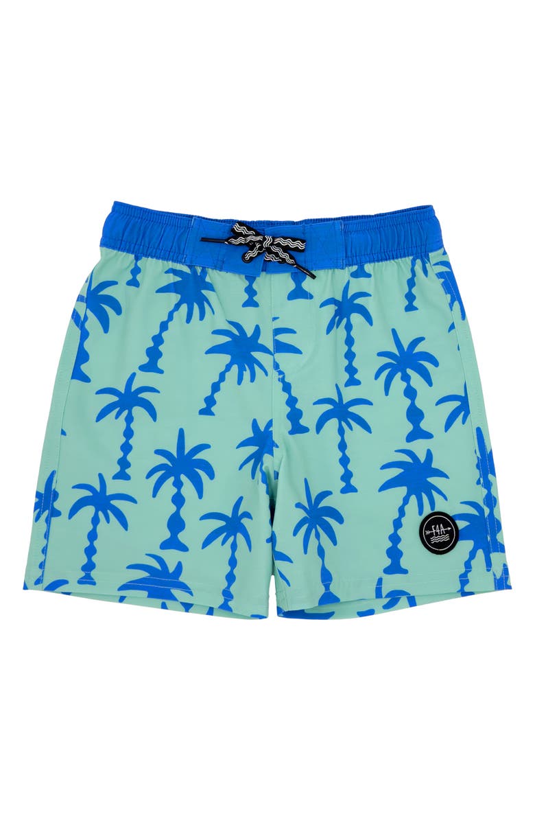 Feather 4 Arrow Kids' Wavy Palm Board Shorts, Main, color,
