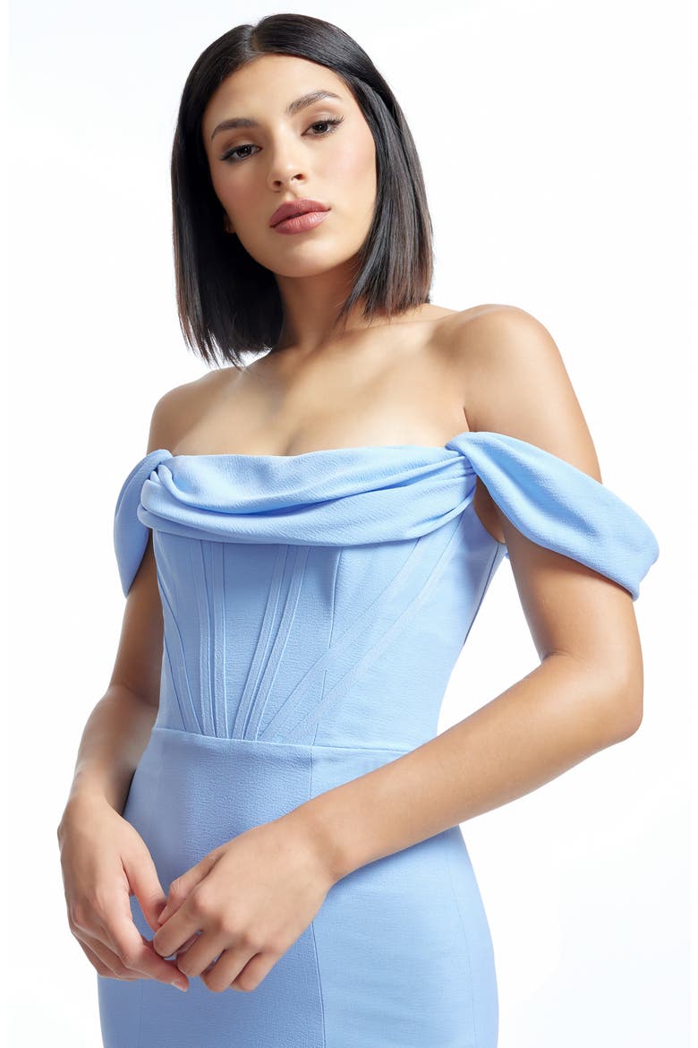 Melania Off the Shoulder Gown, Alternate, color, SKY