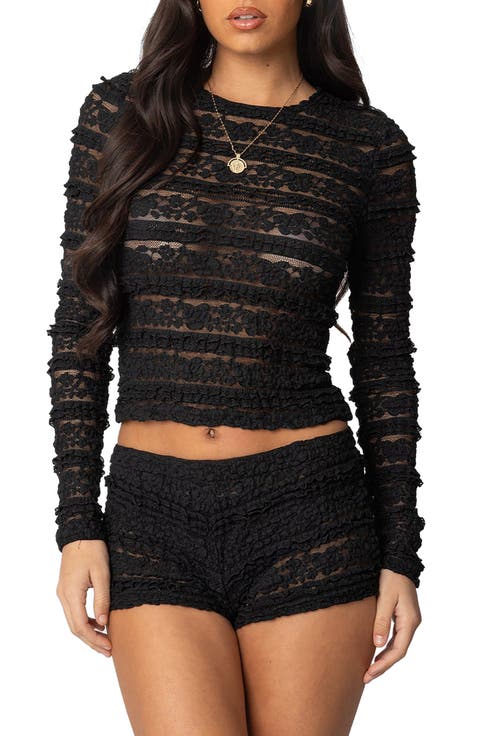 Maisley Sheer Lace Crop Top