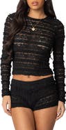 EDIKTED Maisley Sheer Lace Crop Top