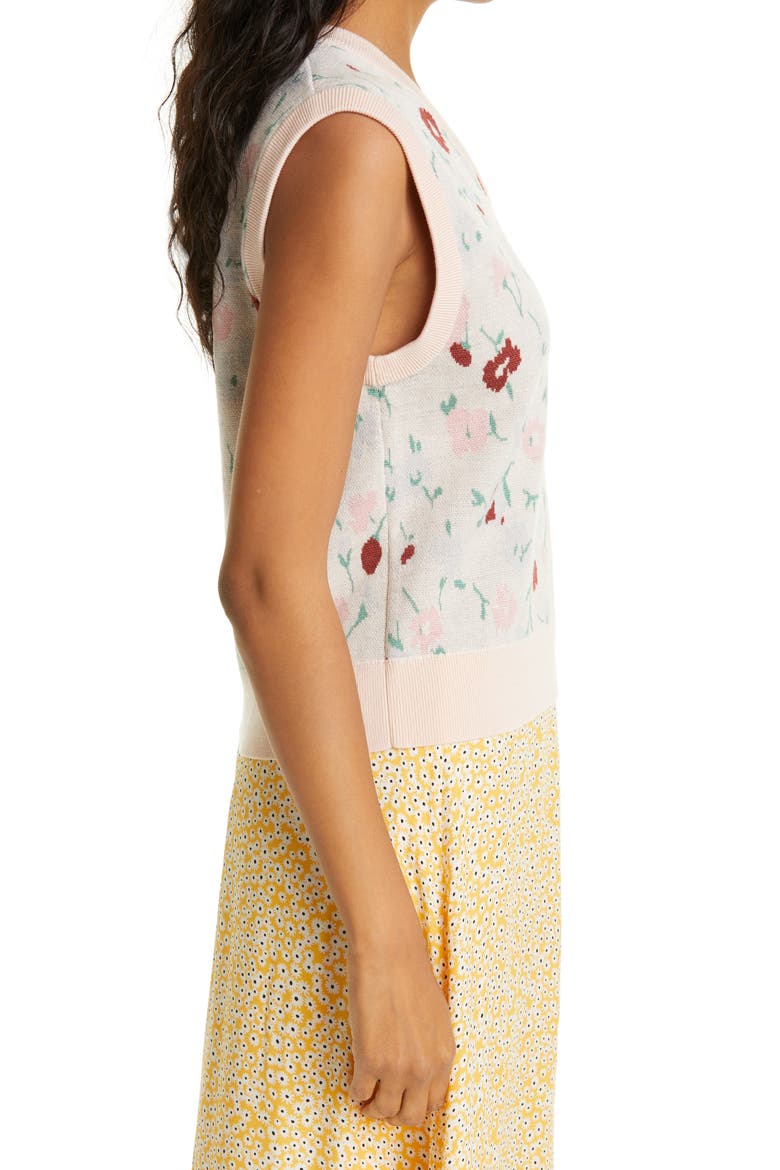 Ina Floral Sweater Vest, Alternate, color, PINK GARDEN