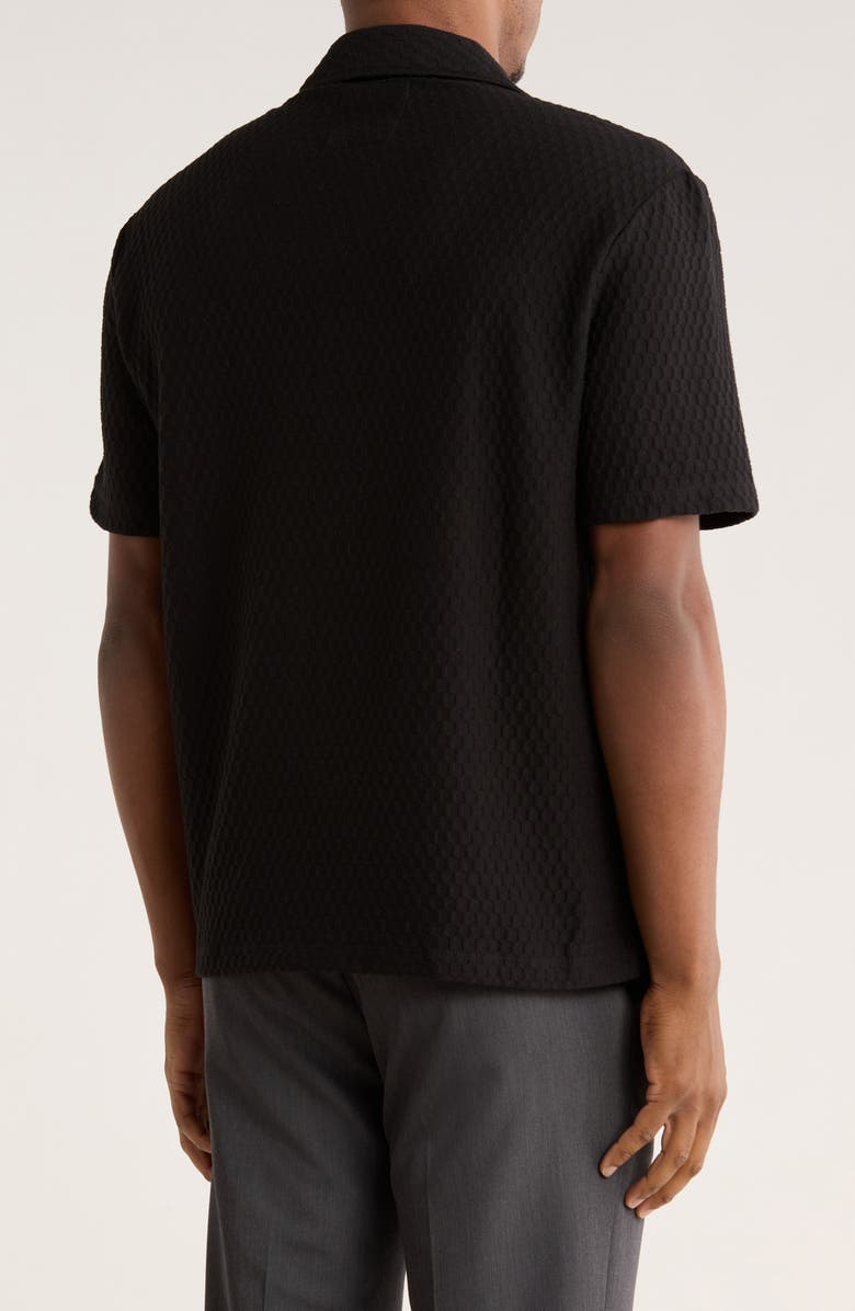 Cactus Man Texture Knit Camp Shirt, Alternate, color, Black