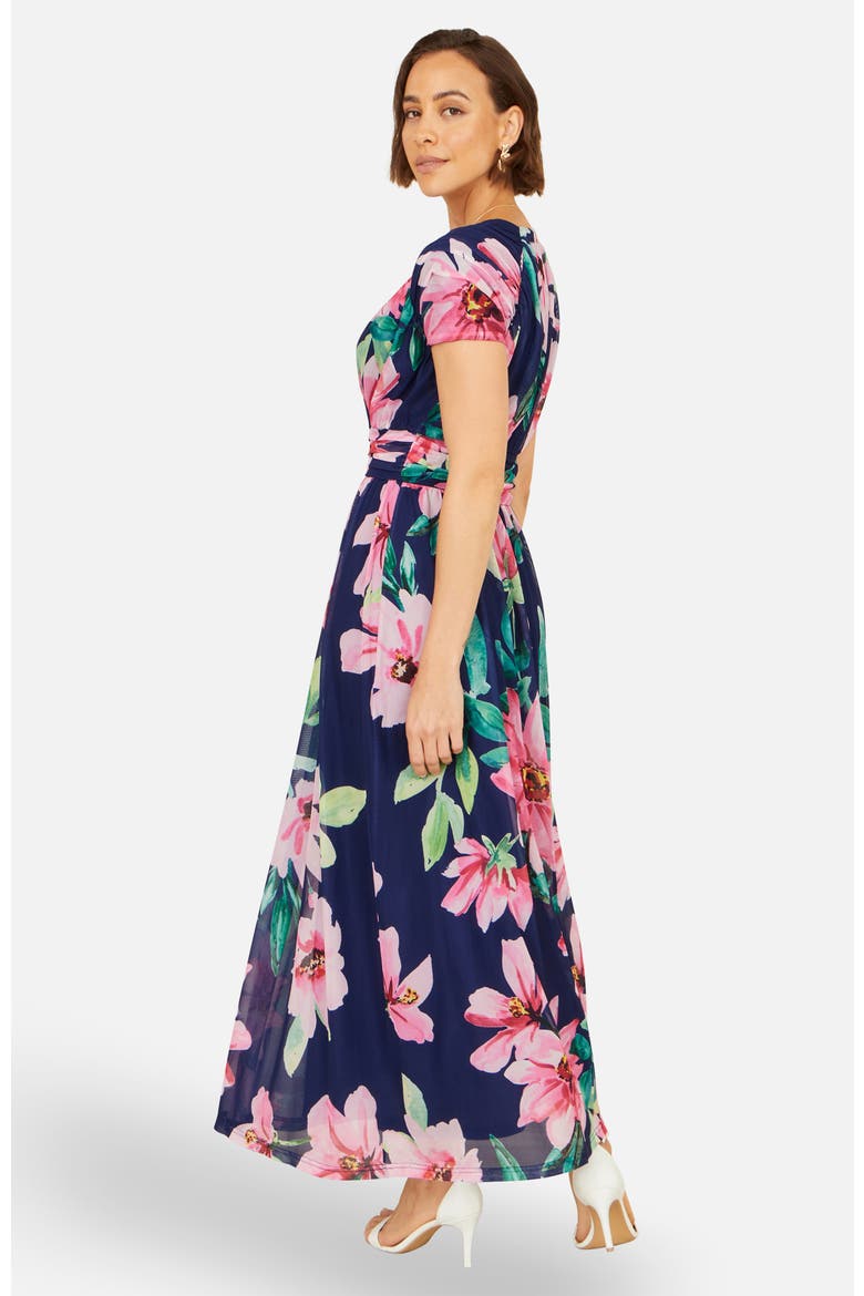 Mesh Floral Maxi Dress, Alternate, color, Navy