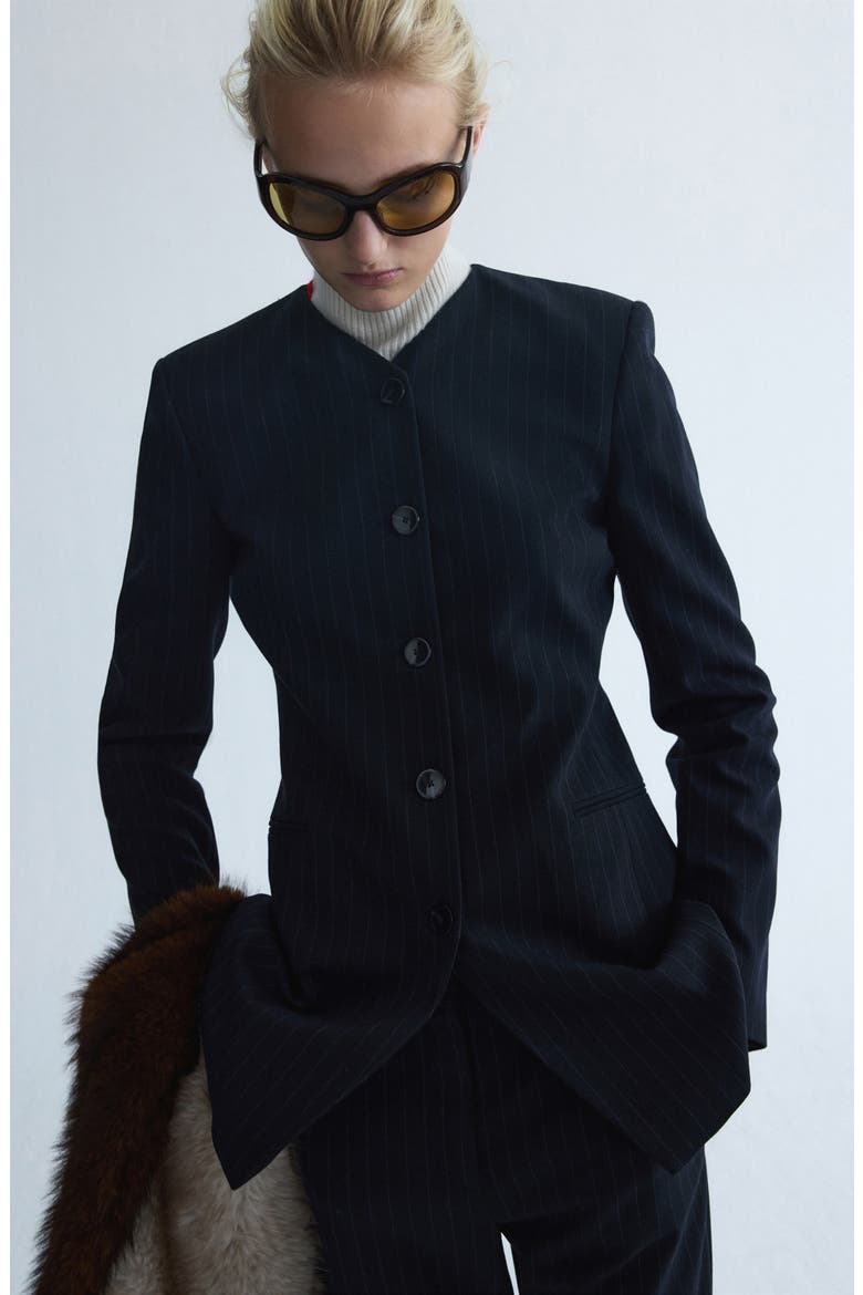 Wool Blend Blazer, Alternate, color, NAVY