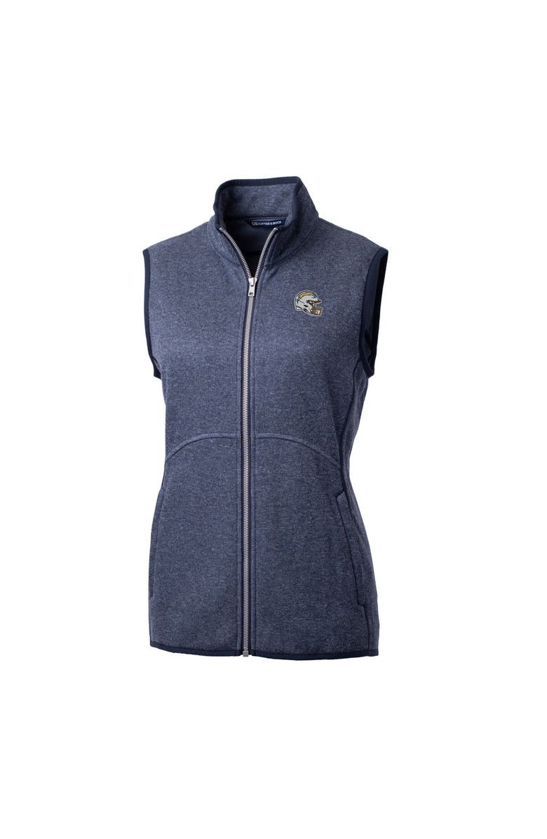 Cutter & Buck Women's Cutter & Buck  Navy Los Angeles Chargers Helmet Logo Mainsail Sweater-Knit Full-Zip Vest, Alternate, color, 