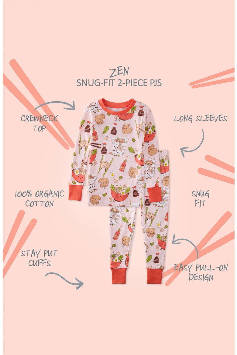 Kids' Zen Fitted Organic Cotton Two-Piece Pajamas, Alternate, color, PINK DIM SUM FUN
