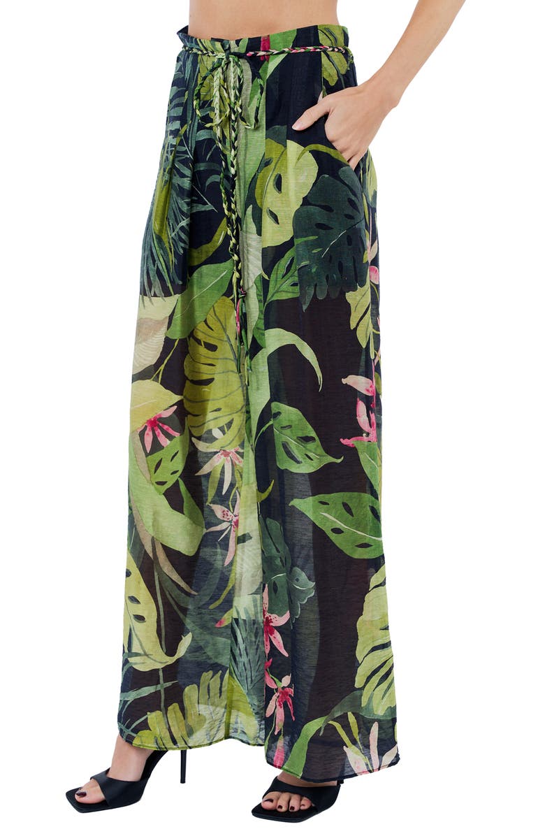 CIEBON Thom Floral Print Maxi Skirt, Alternate, color, Black Multi