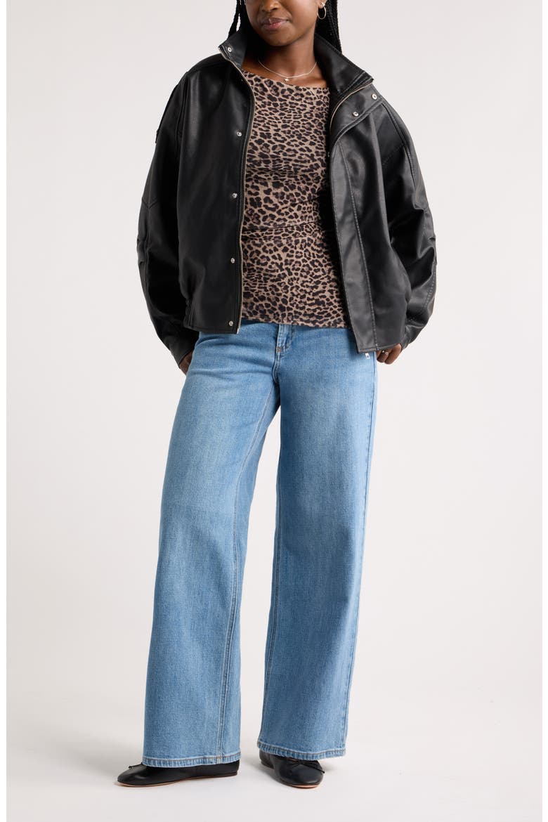 Asymmetrical Mesh Top, Alternate, color, TAN- BLACK PATTY LEOPARD